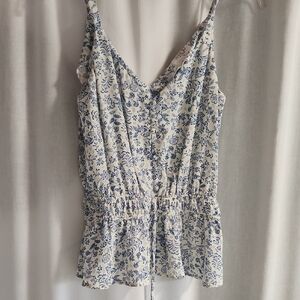 Sienna Sky Blue and White Bohemian  Floral Top